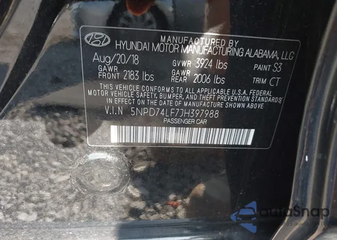 2018 Hyundai Elantra Se z USA, uszkodzony, nr VIN 5NPD74LF7JH397988